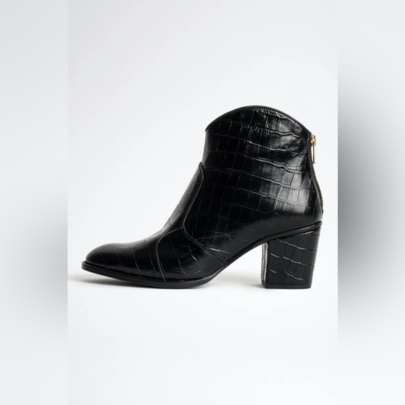 NIB Zadig & Voltaire Molly Croc Ankle Boots size 38 - Picture 3 of 11